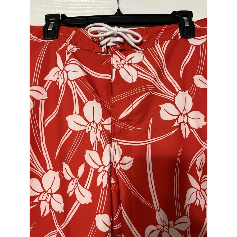 J. Crew Flex Swim‎ Trunks Mens Hawaiian Floral Surf Mesh Lined Drawstring Sz 34